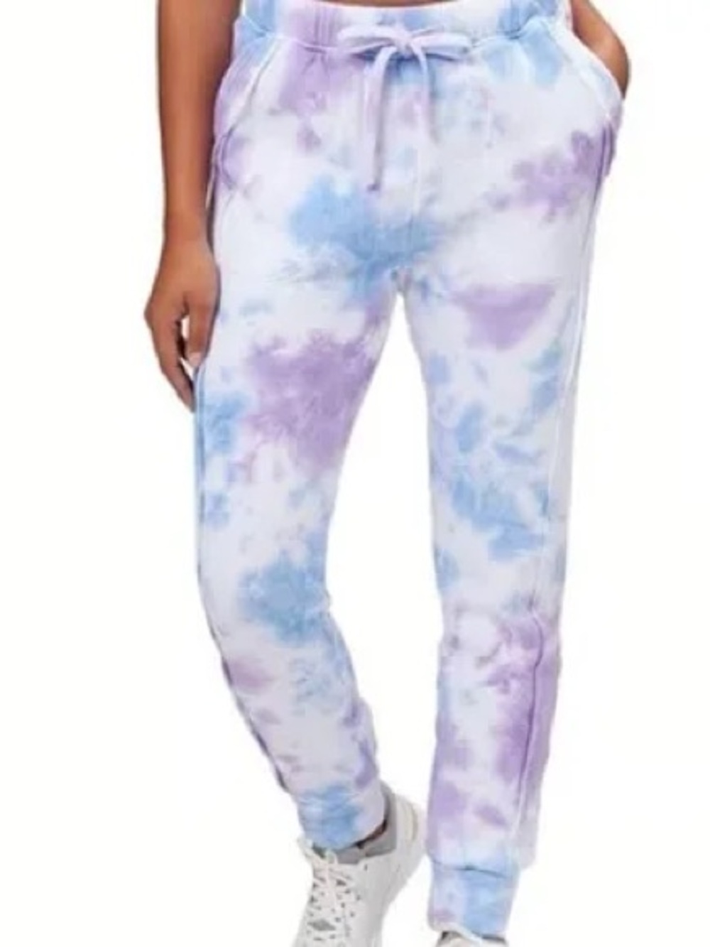 Free People Tie-Dye Joggers in Lilac and Light Blue